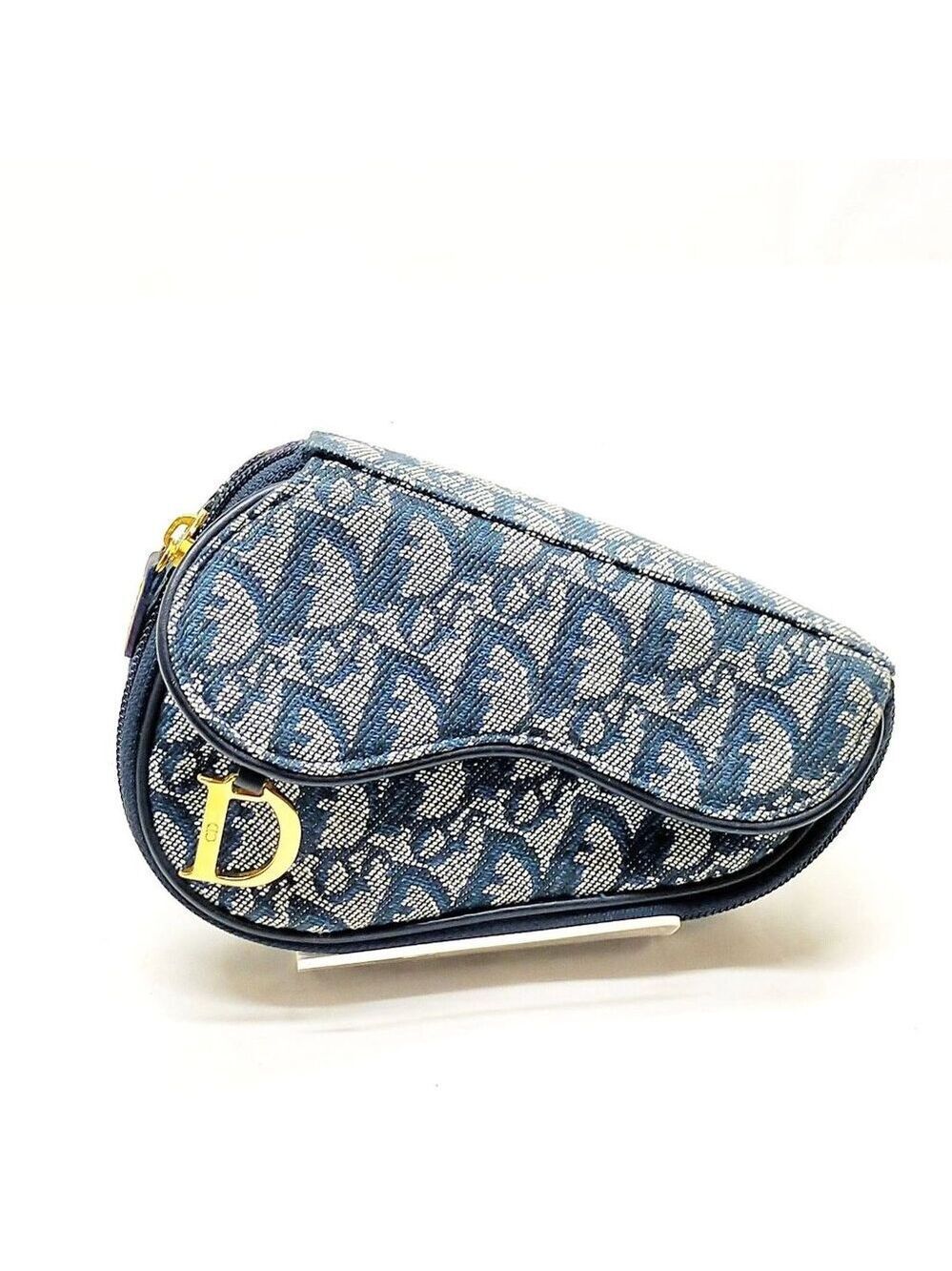 Christian Dior Cosmetic Pouch Navy Blue Canvas 450-061225